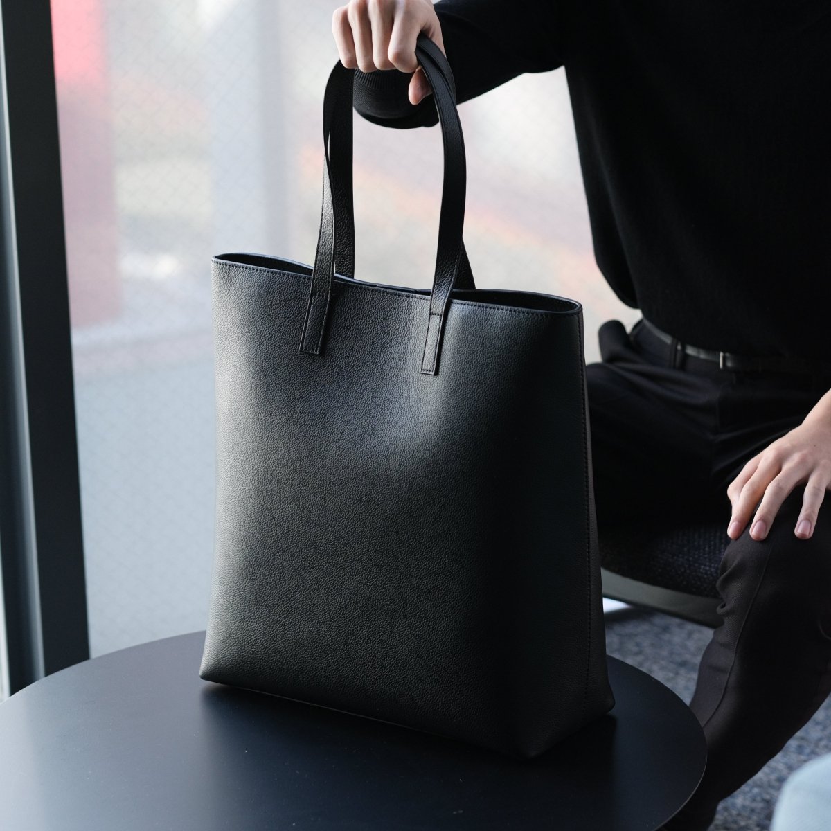 Italian Leather Casual Tote (Beige) - aucentic