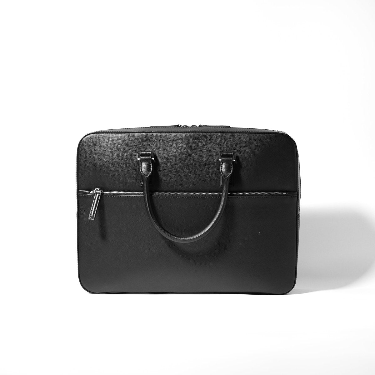 Italian Saffiano Leather Briefcase(Front - zip) - aucentic