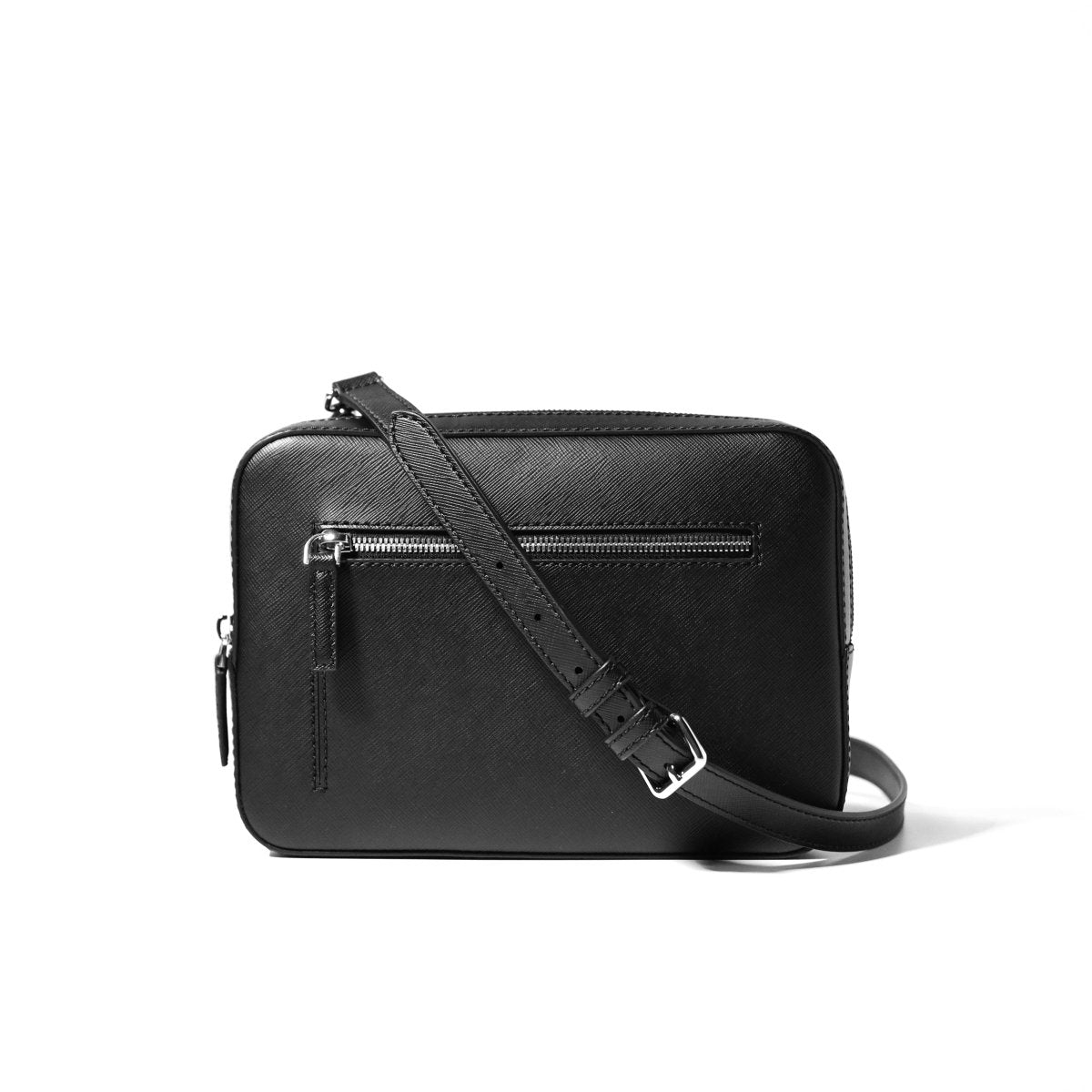 Italian Saffiano Leather Crossbody Bag (Black) - aucentic