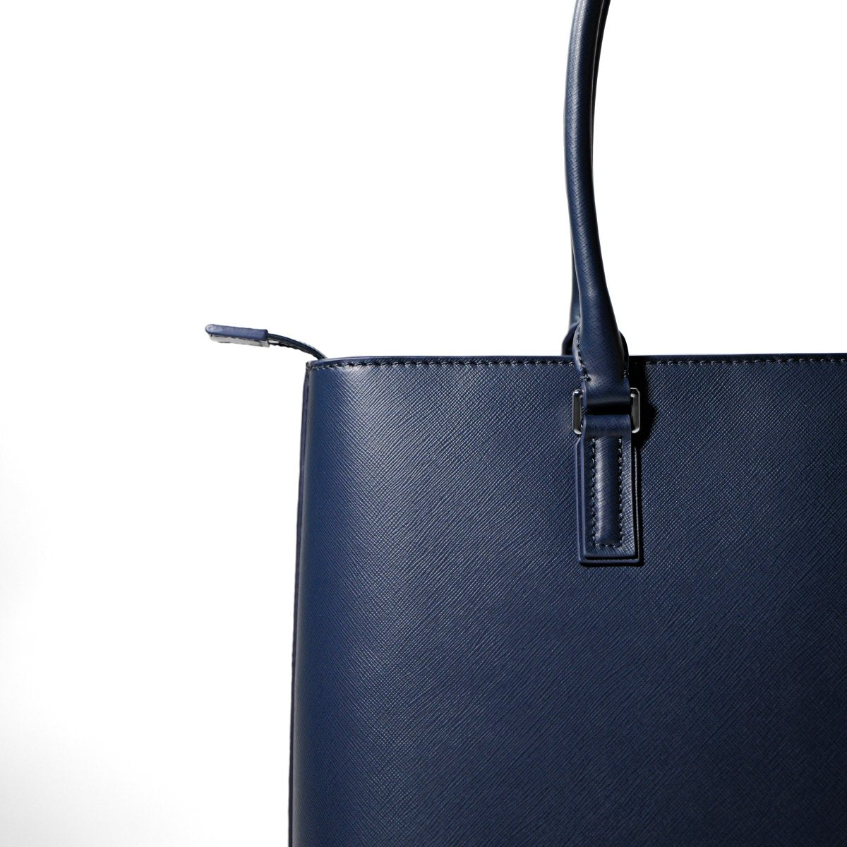 Italian Saffiano Leather Tote (Navy) - aucentic