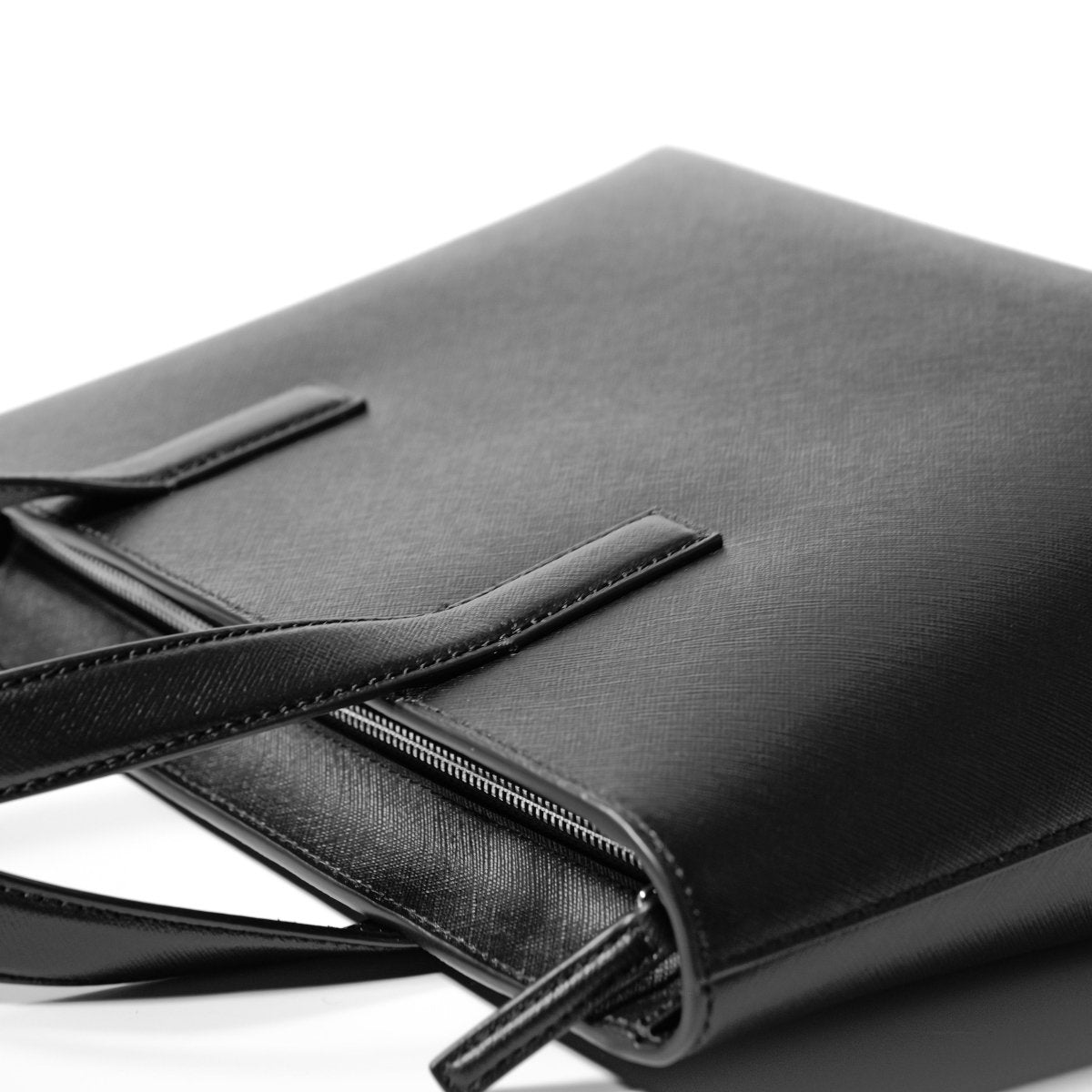 Saffiano Leather Small Tote (Black) - aucentic