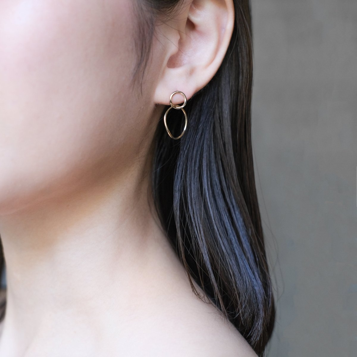14K Double Circle Earrings - aucentic