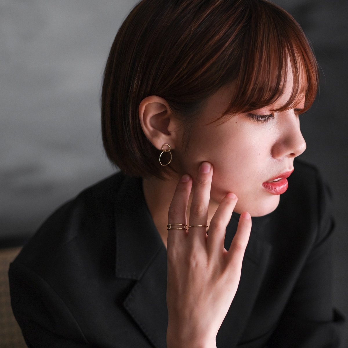 14K Double Circle Earrings - aucentic