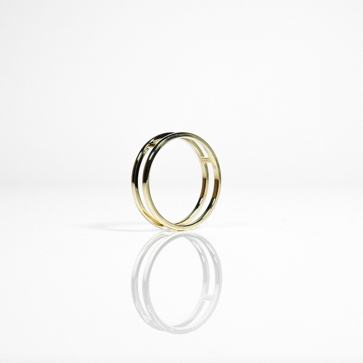 14k Solid Gold Double Ring - aucentic
