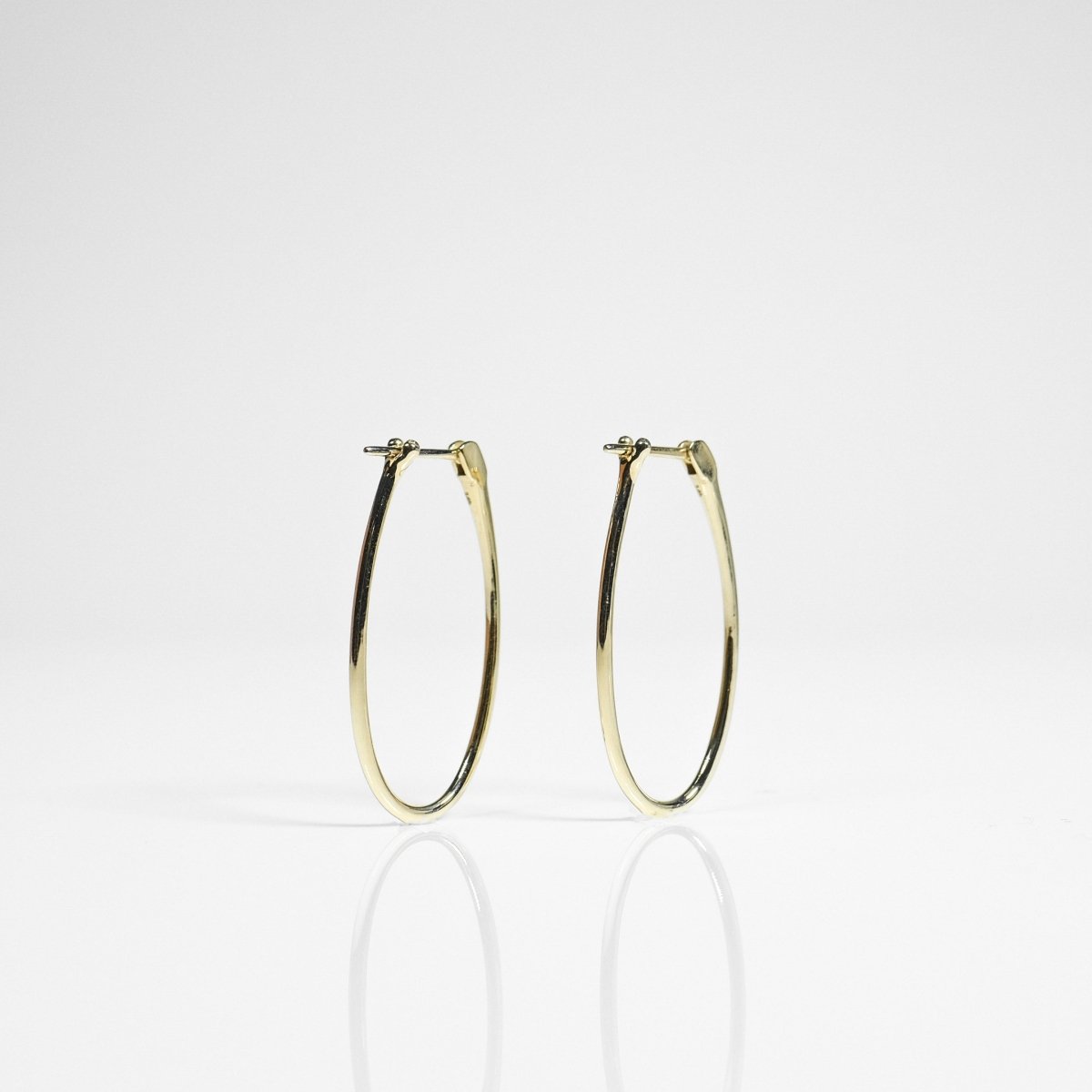14k Solid Gold Eellipse Hoops - aucentic