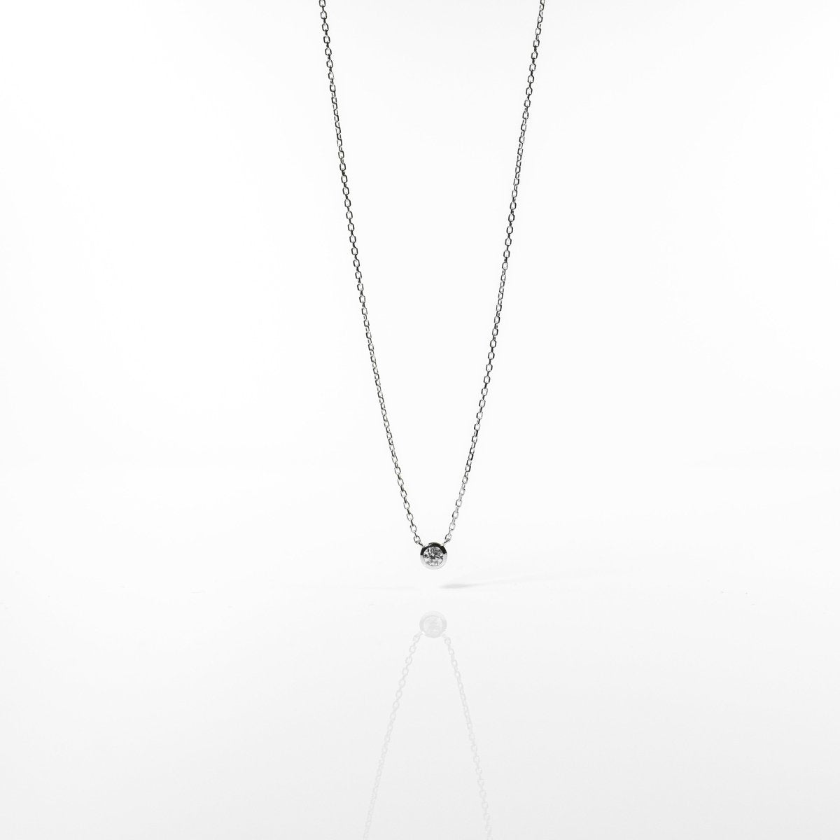 18K 0.1ct Bezel Lab Grown Diamond Necklace (WG) - aucentic