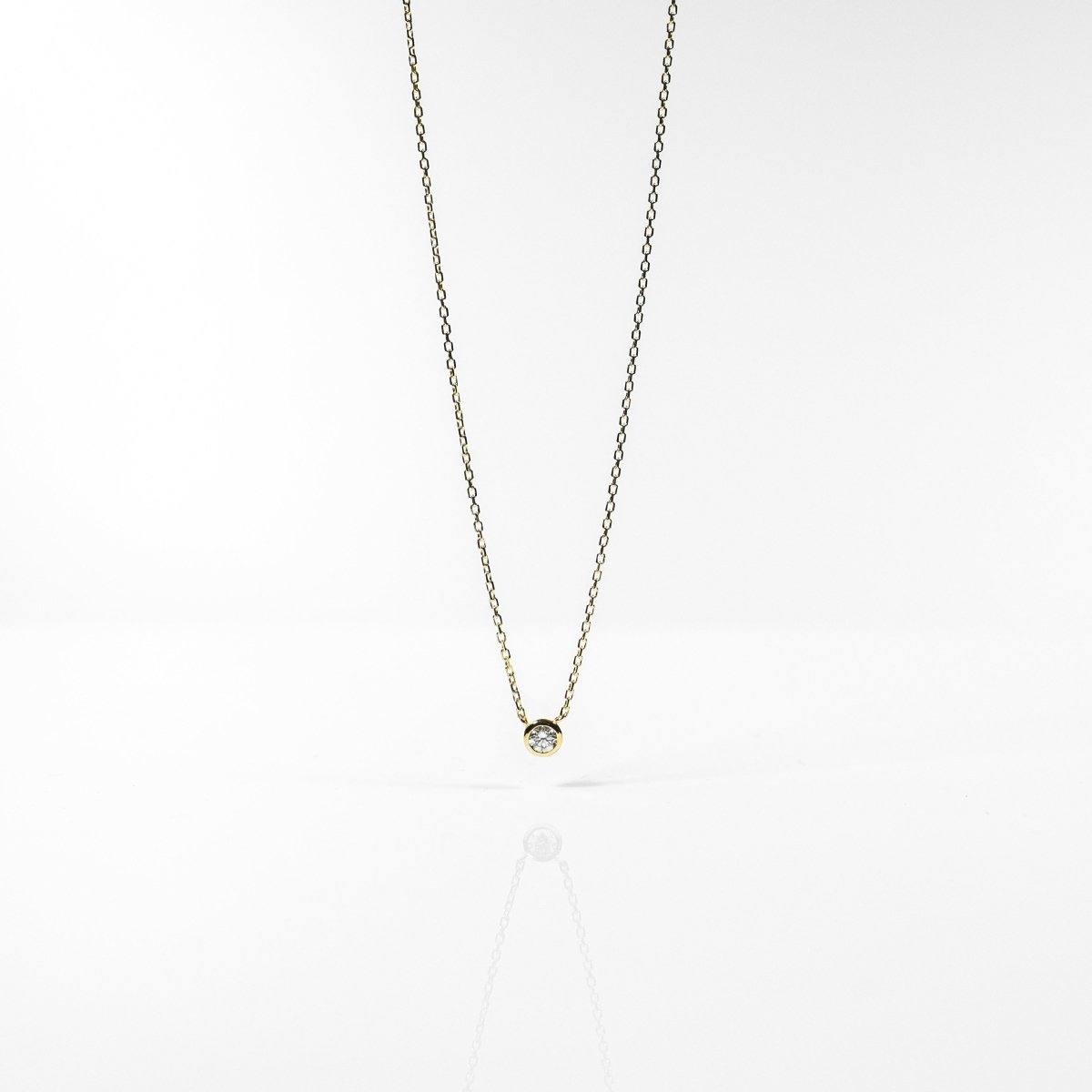 18K 0.1ct Bezel Lab Grown Diamond Necklace (YG) - aucentic