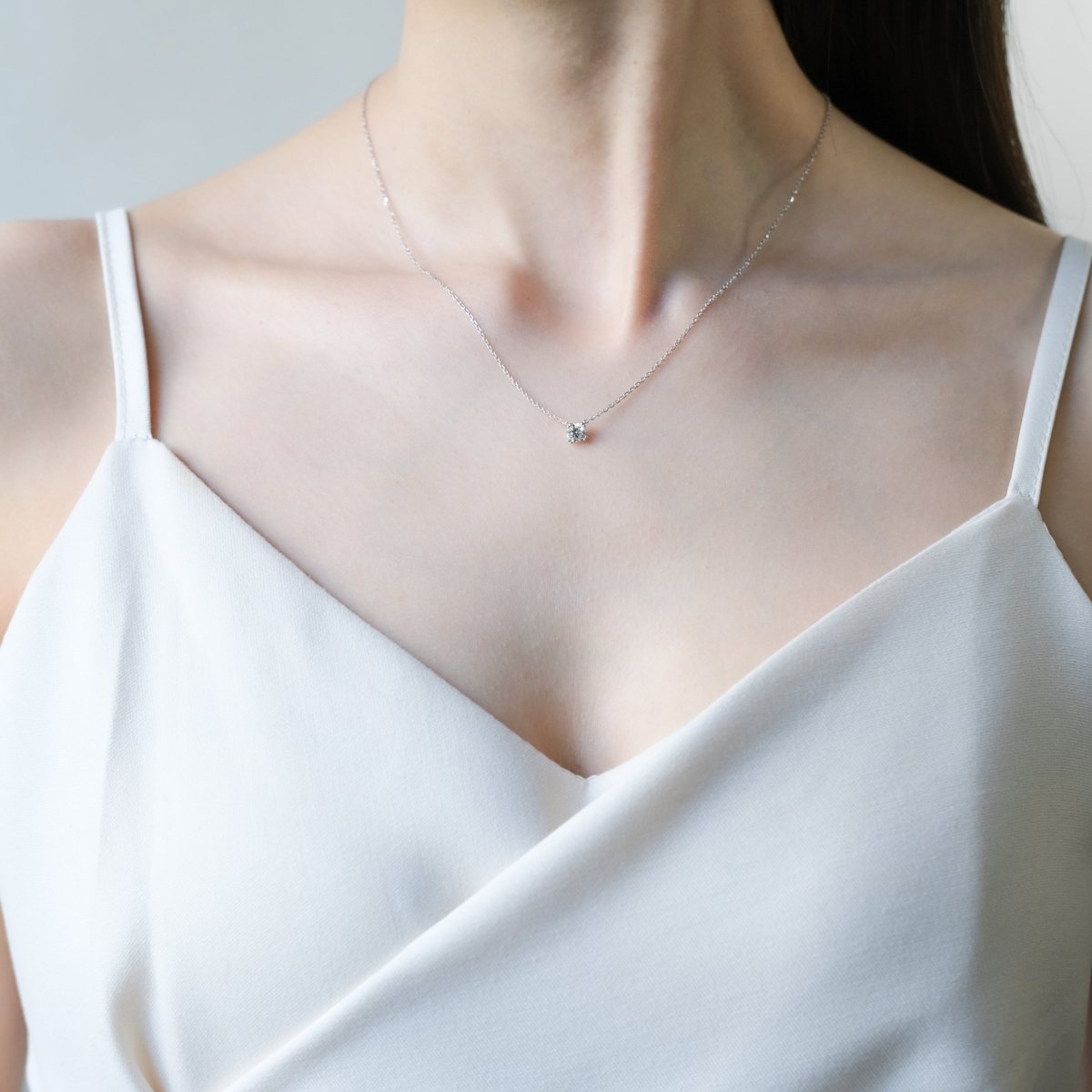 18K 0.3ct Lab Grown Diamond Necklace (WG) - aucentic