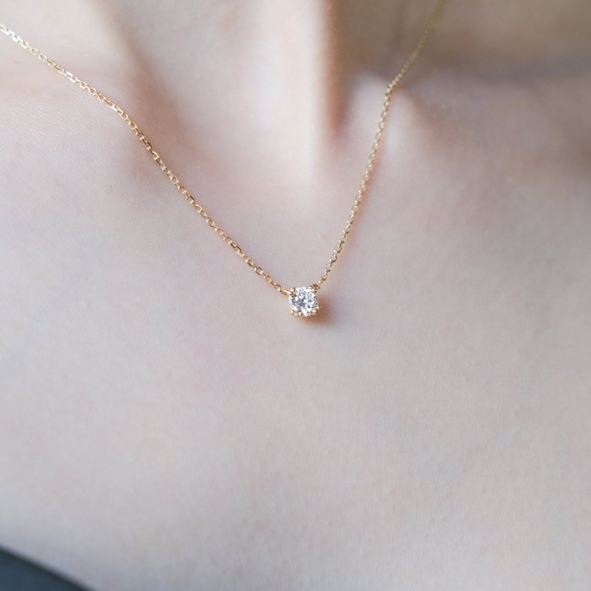 18K 0.3ct Lab Grown Diamond Necklace (YG) - aucentic