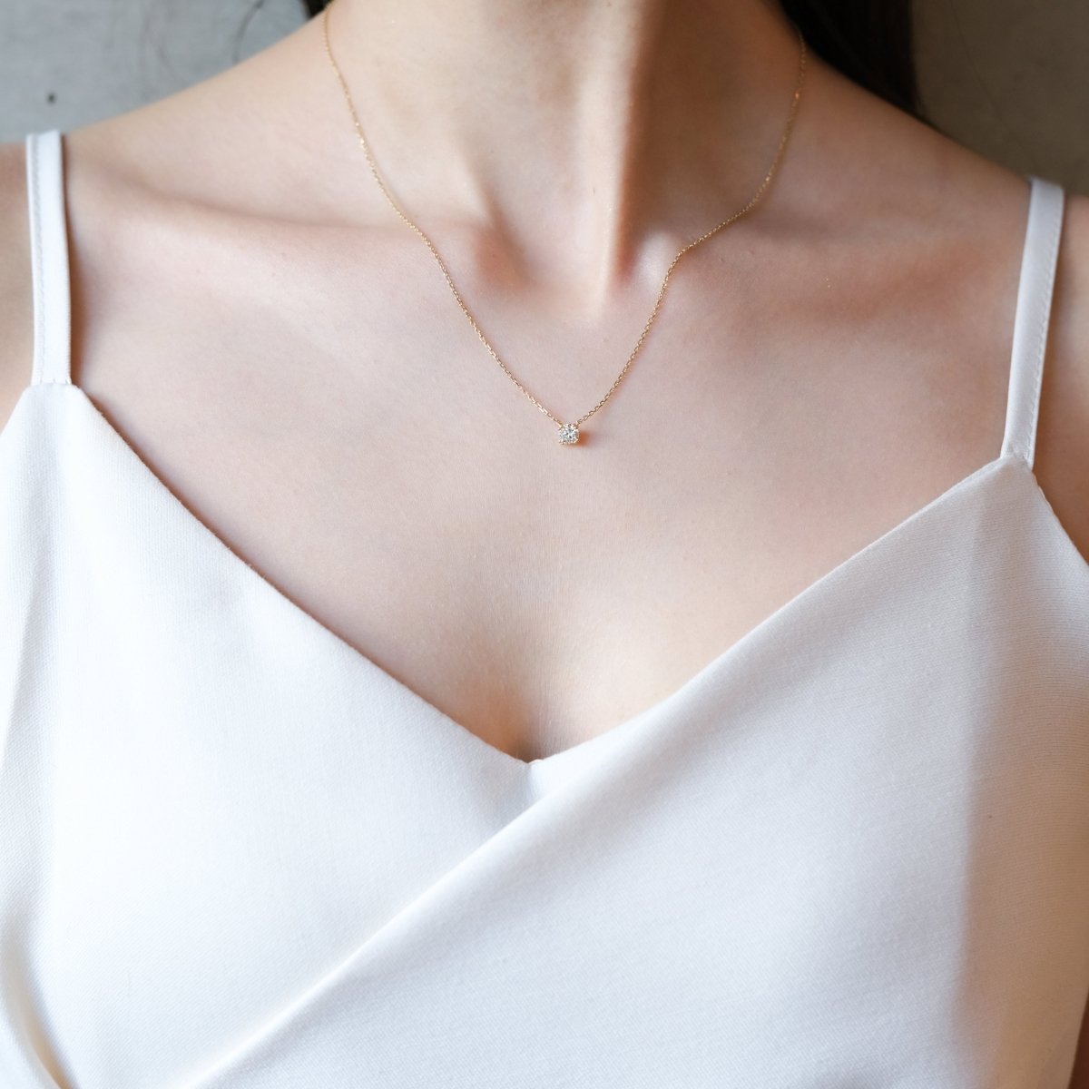 18K 0.3ct Lab Grown Diamond Necklace (YG) - aucentic