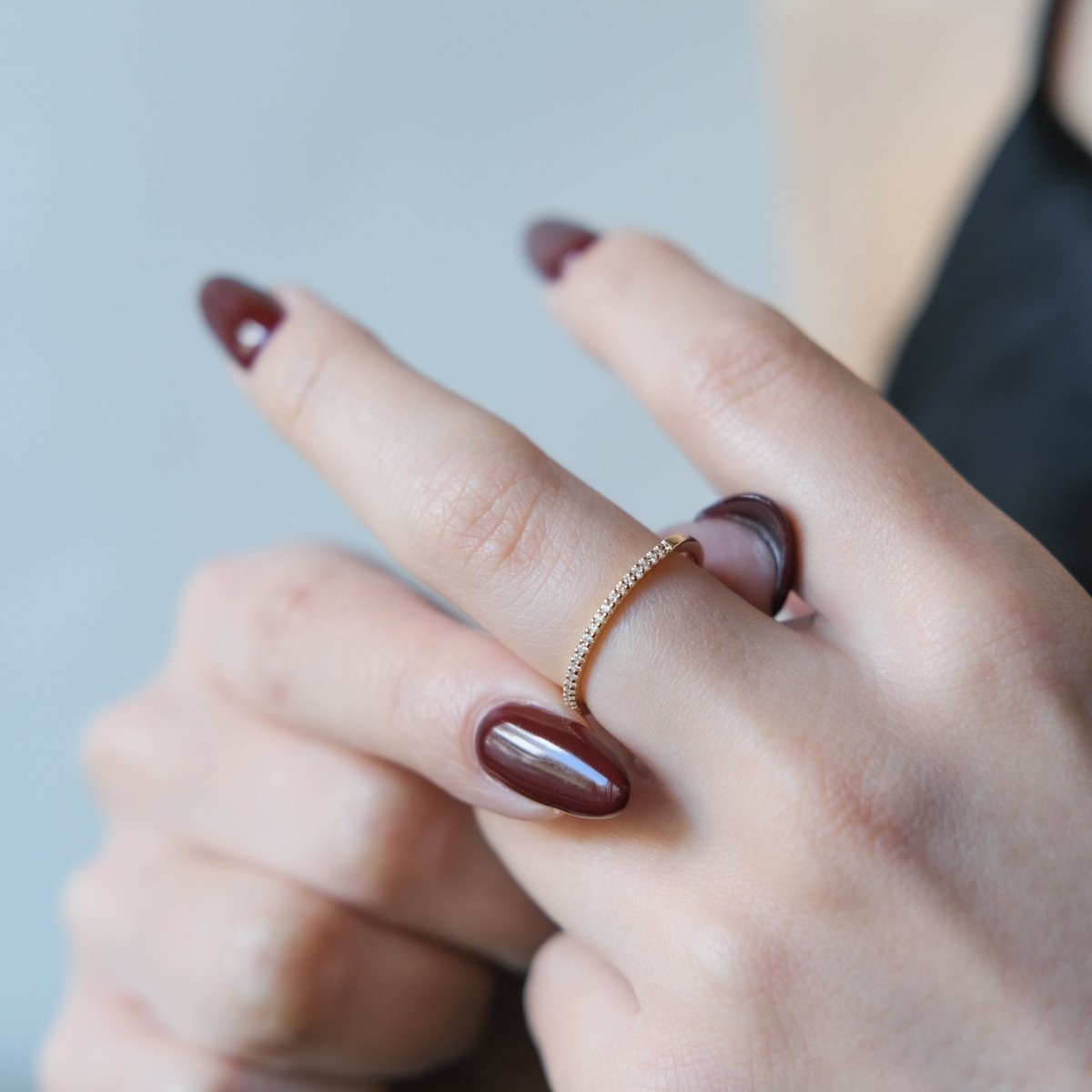 18k Diamond Half Eternity Forged Ring - aucentic