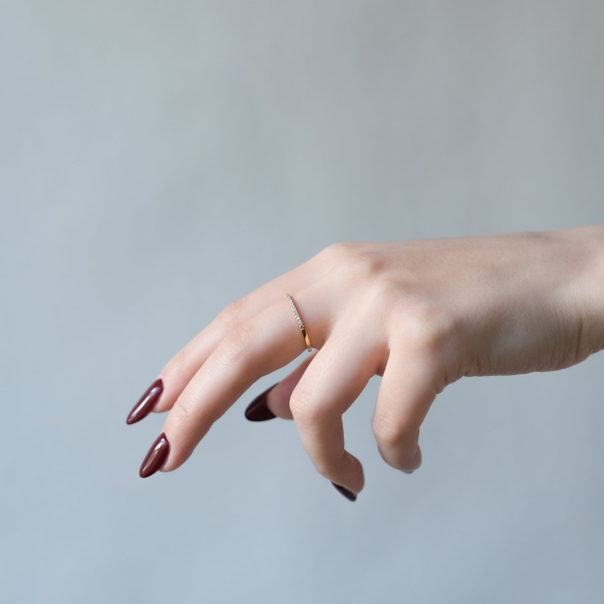 18k Diamond Half Eternity Forged Ring - aucentic