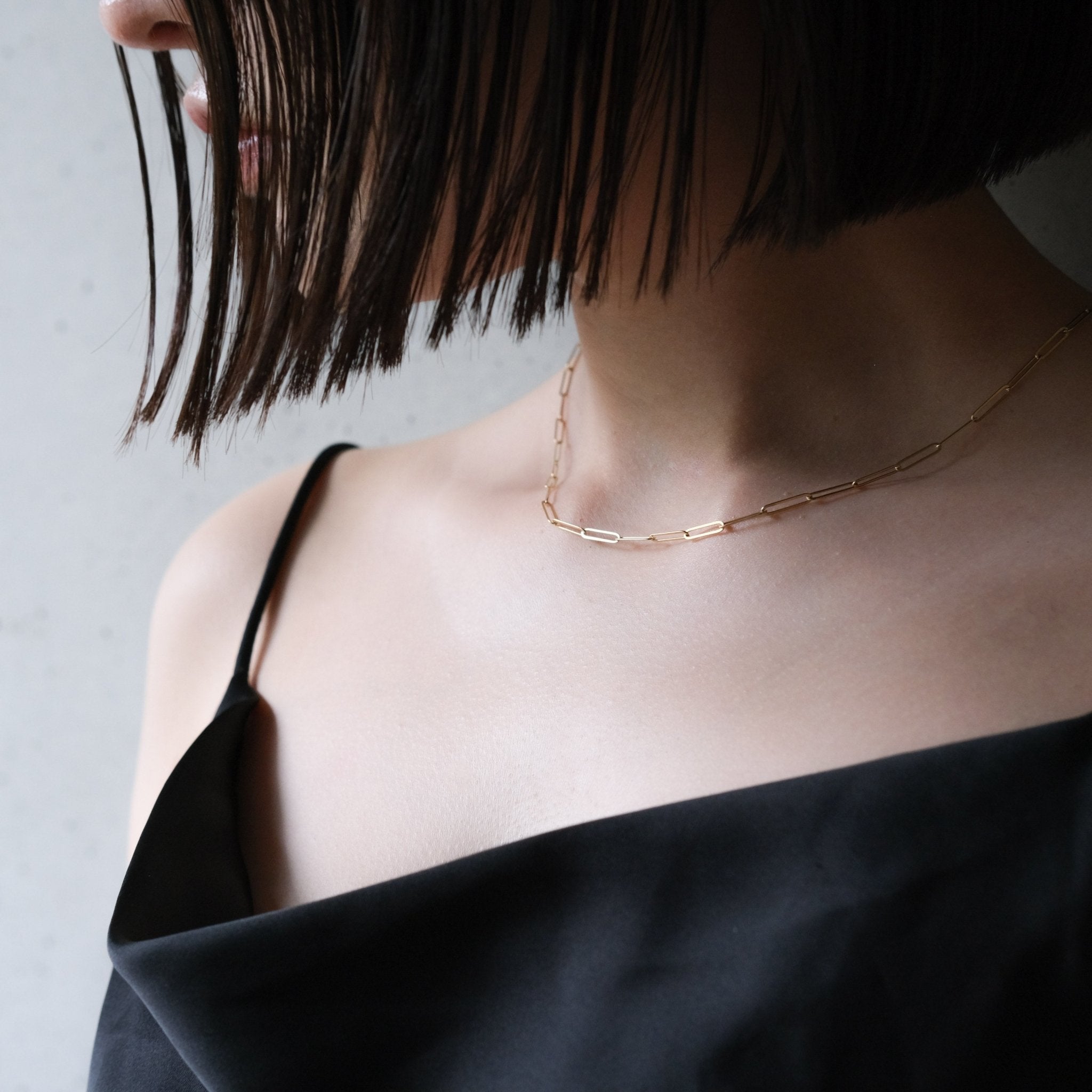 18K Paperclip Necklace - aucentic