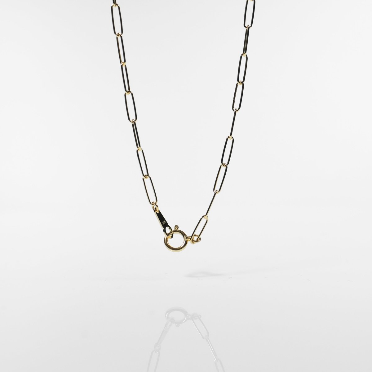 18K Solid Gold Oval Chain Necklace - aucentic