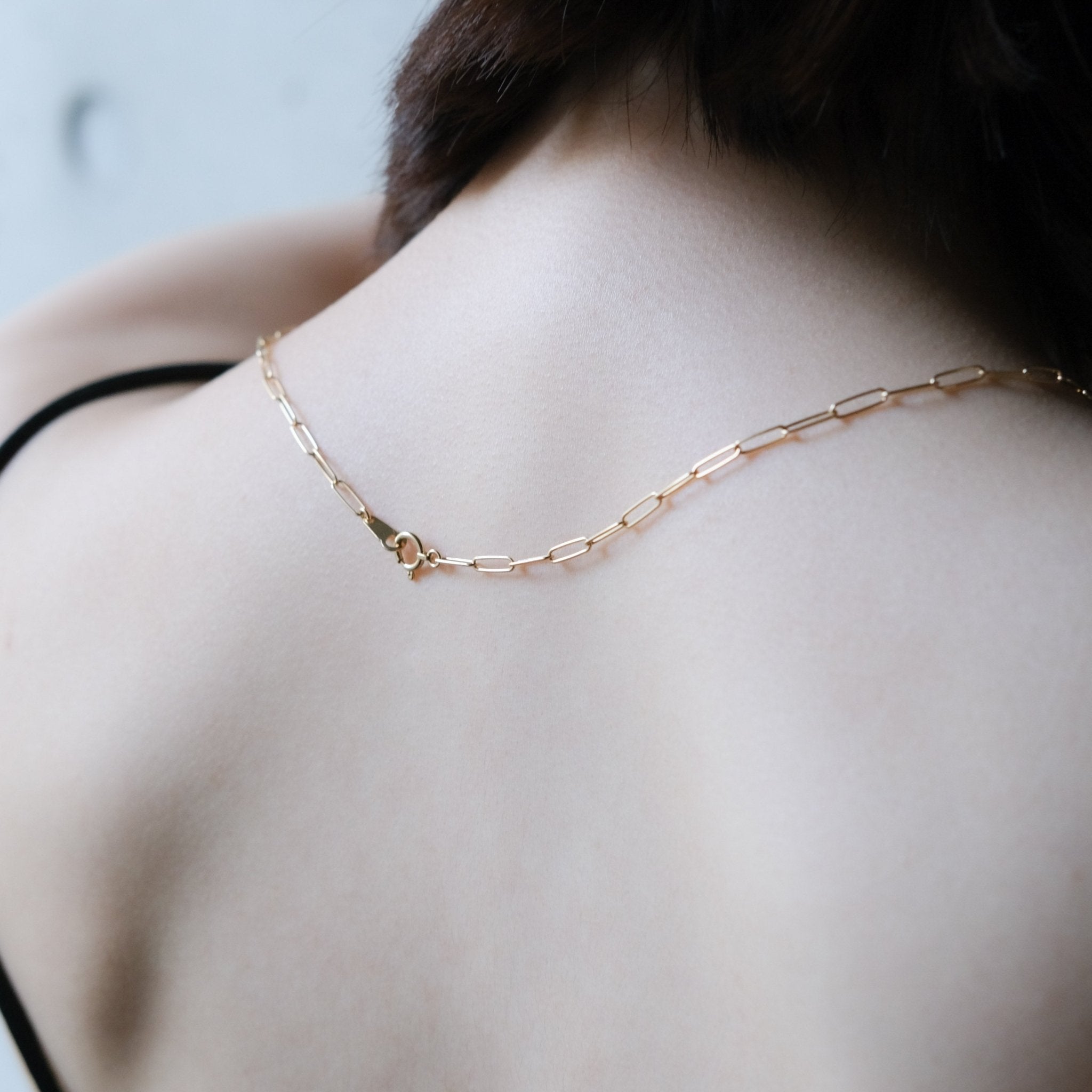 18K Solid Gold Oval Chain Necklace - aucentic