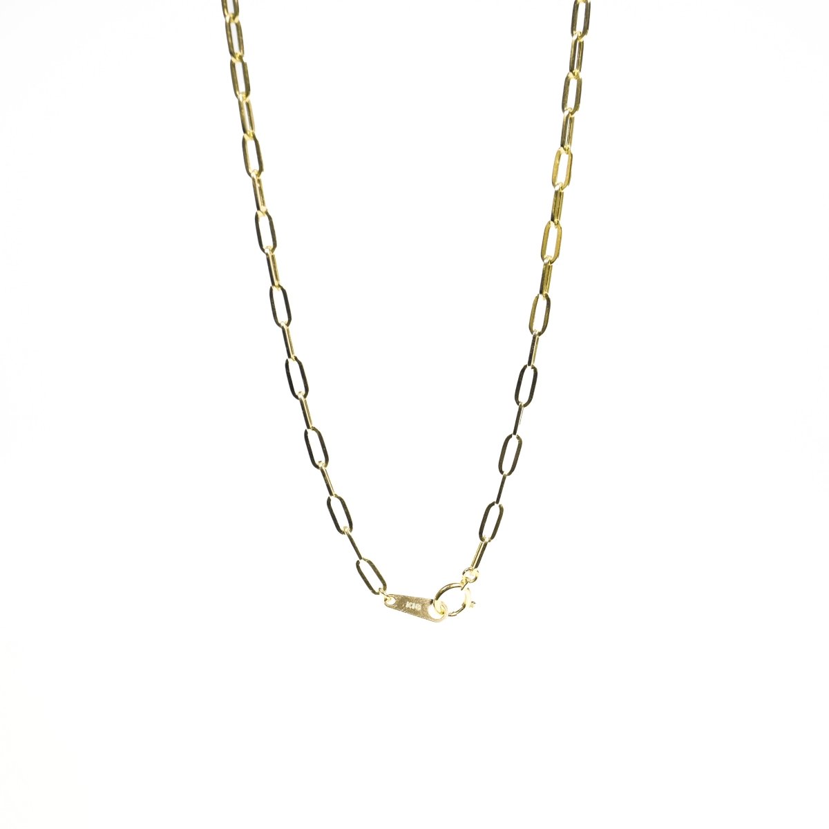 18K Hollow Paperclip Necklace - aucentic