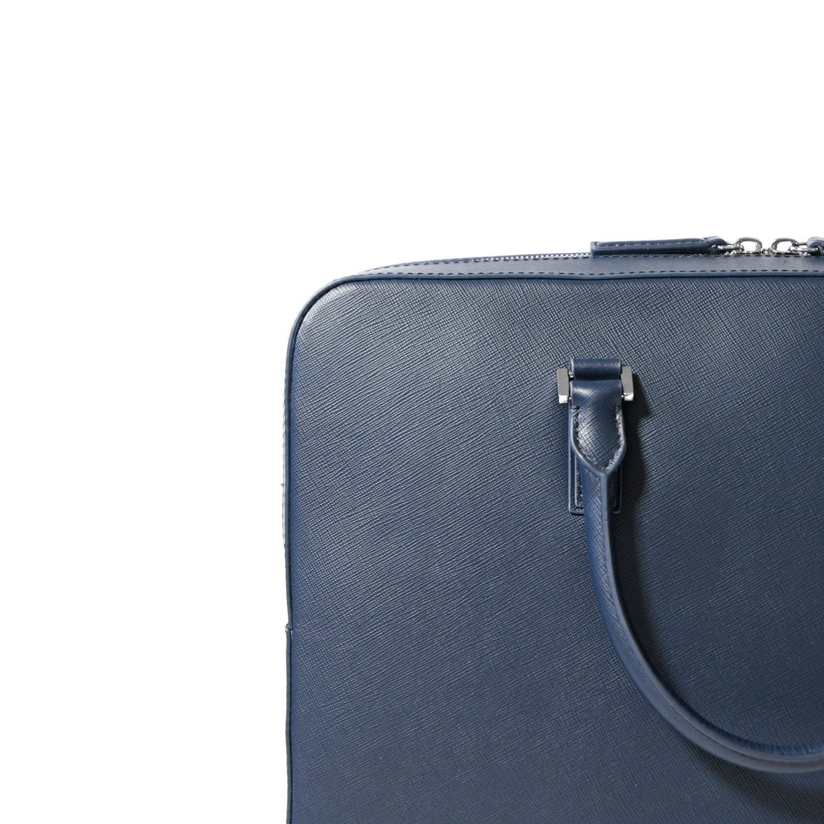 <予約販売：6月9日より順次発送予定>Italian Saffiano Leather Briefcase (Navy) - aucentic