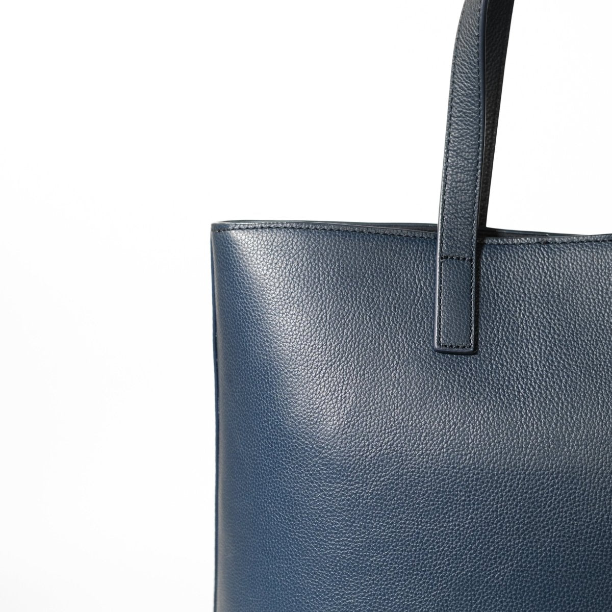 Italian Leather Casual Tote (Navy) - aucentic
