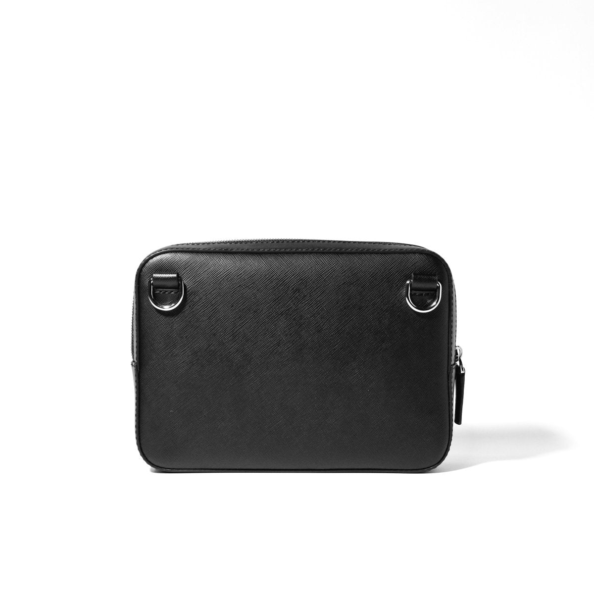 Italian Saffiano Leather Crossbody Bag (Black) - aucentic