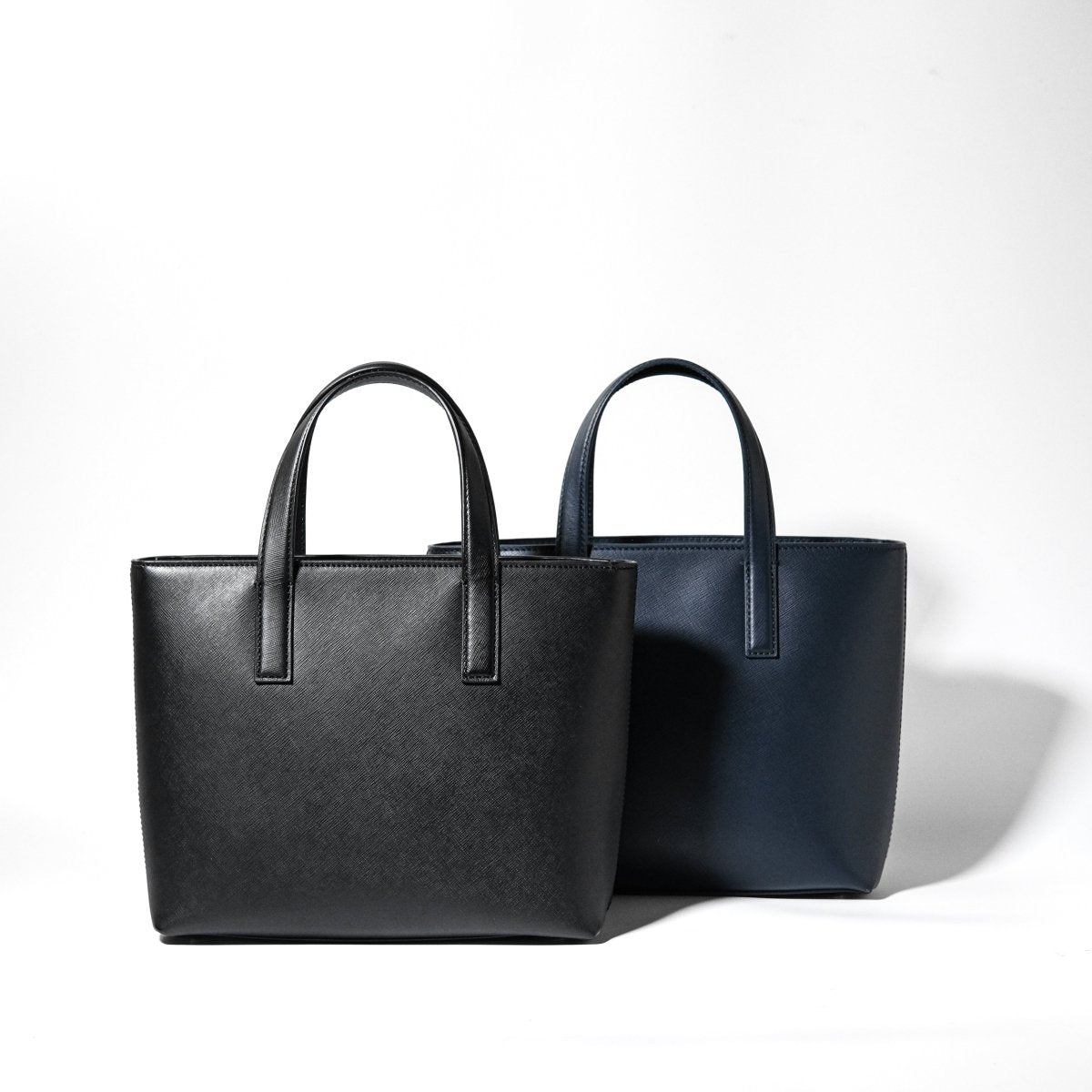 Italian Saffiano Leather Small Tote (Navy) - aucentic