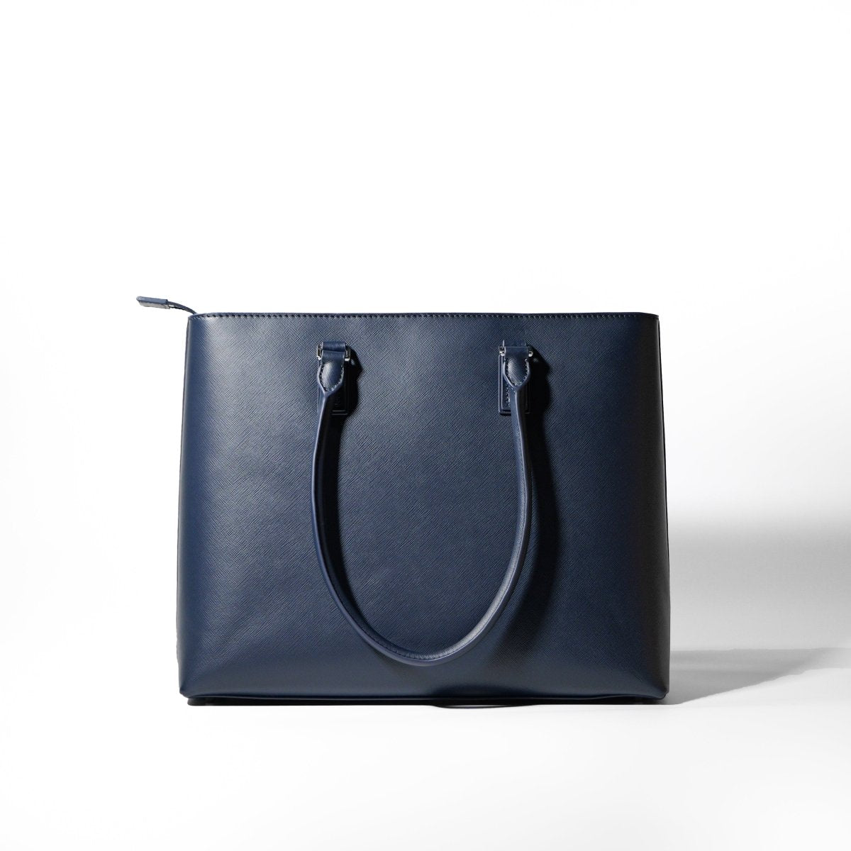 Italian Saffiano Leather Tote (Navy) - aucentic