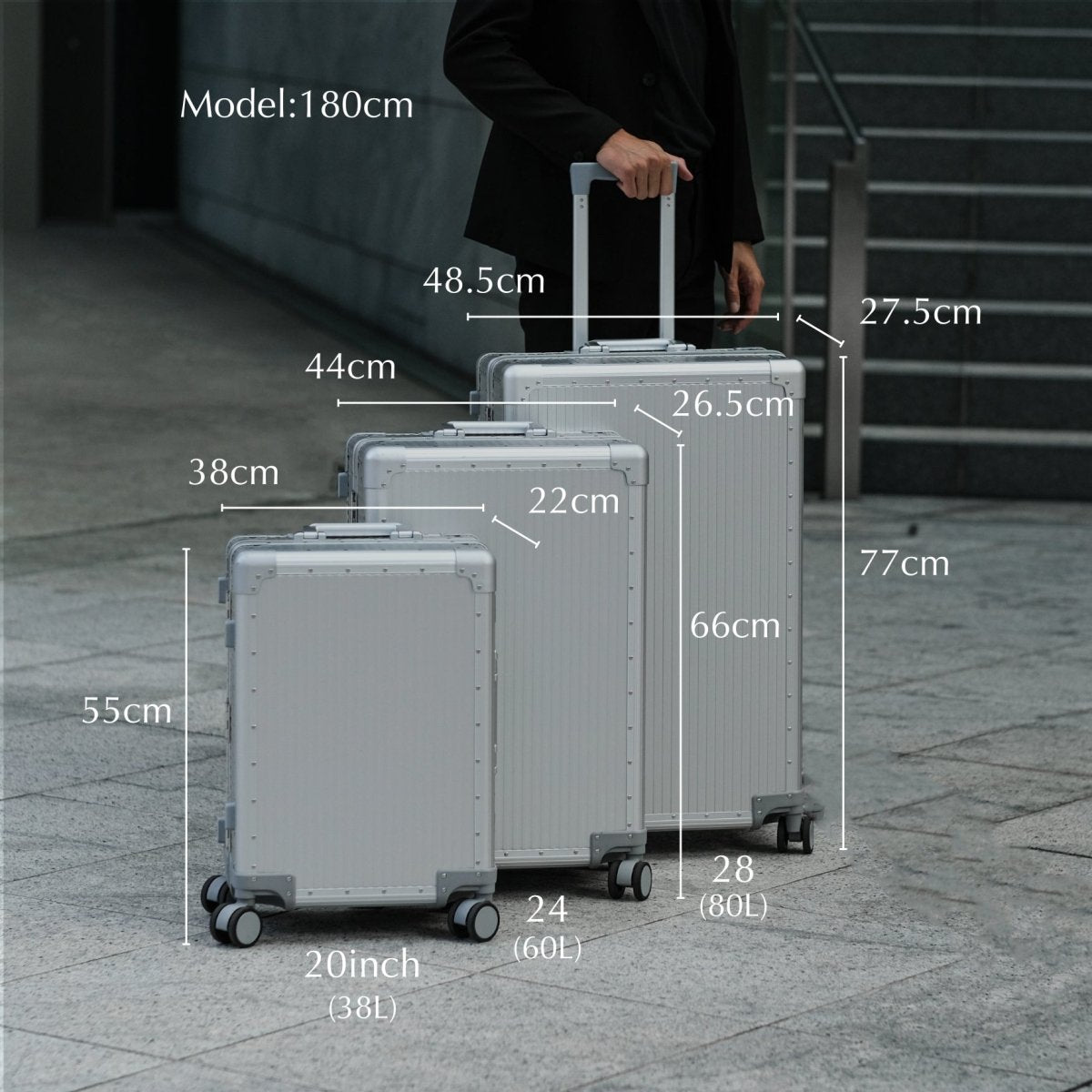 <受注生産>Stripe Aluminum Suitcase(Silver) Op.13 - aucentic