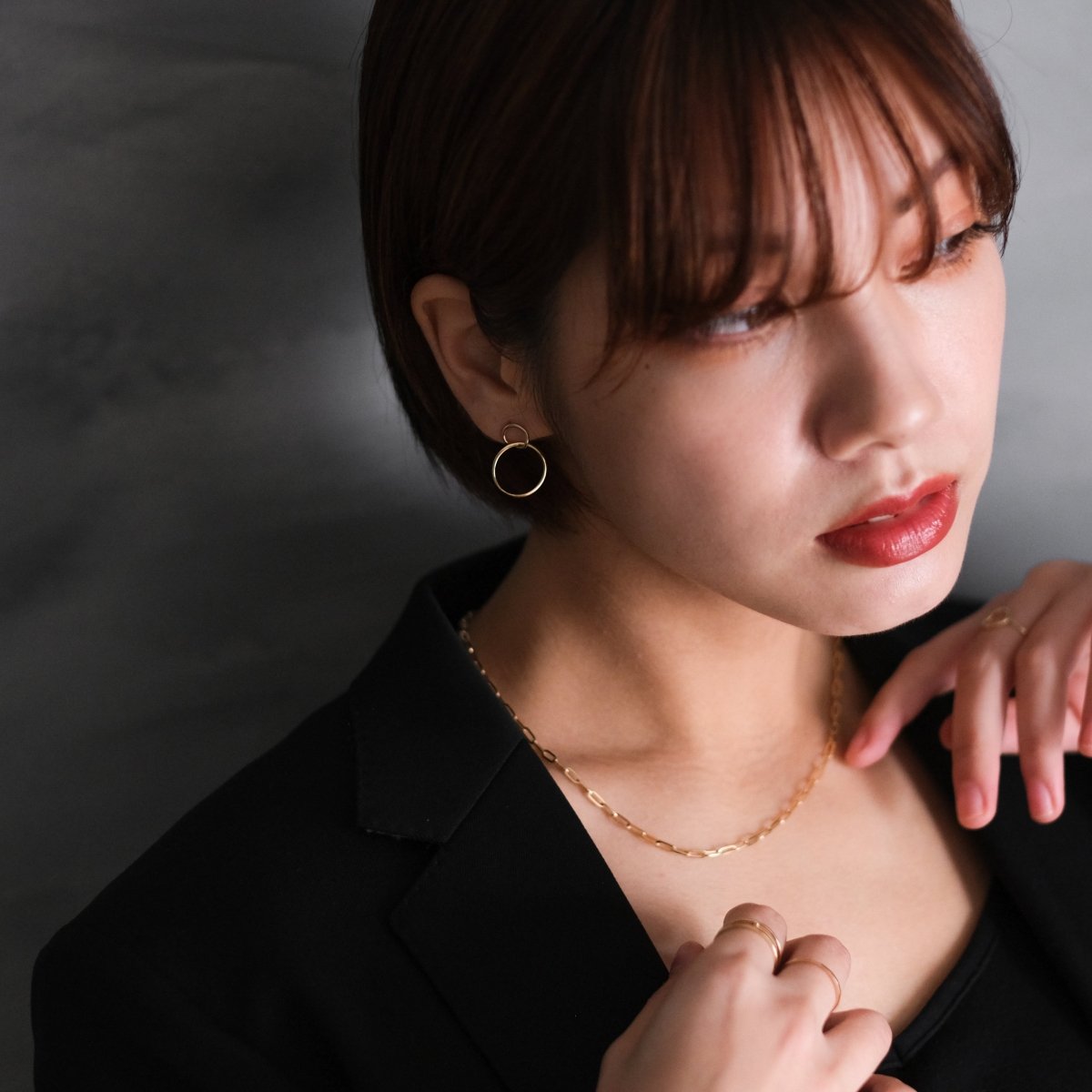 14K Double Circle Earrings - aucentic