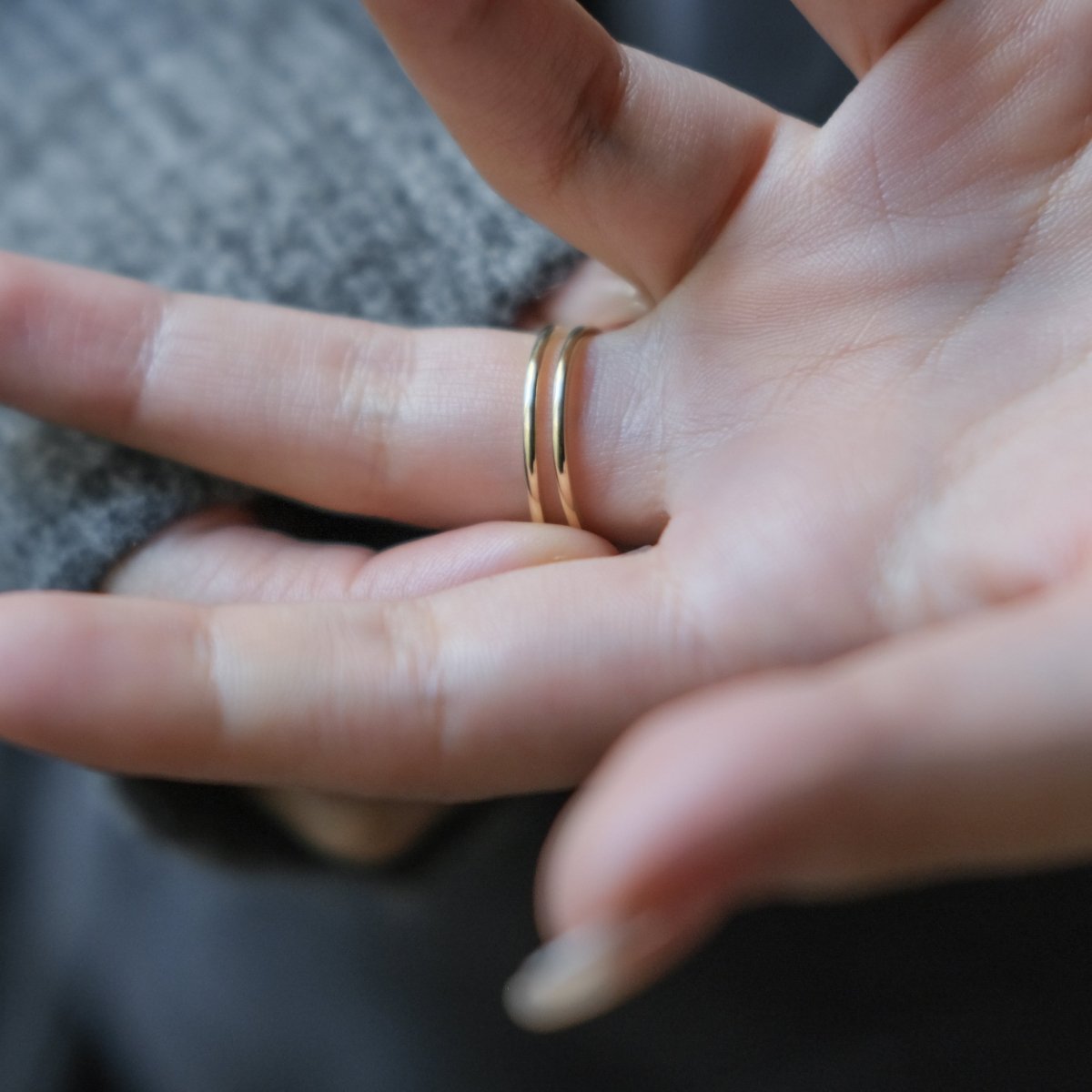 14k Solid Gold Double Ring - aucentic