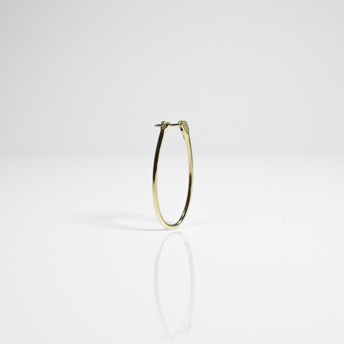 14k Solid Gold Eellipse Hoops - aucentic