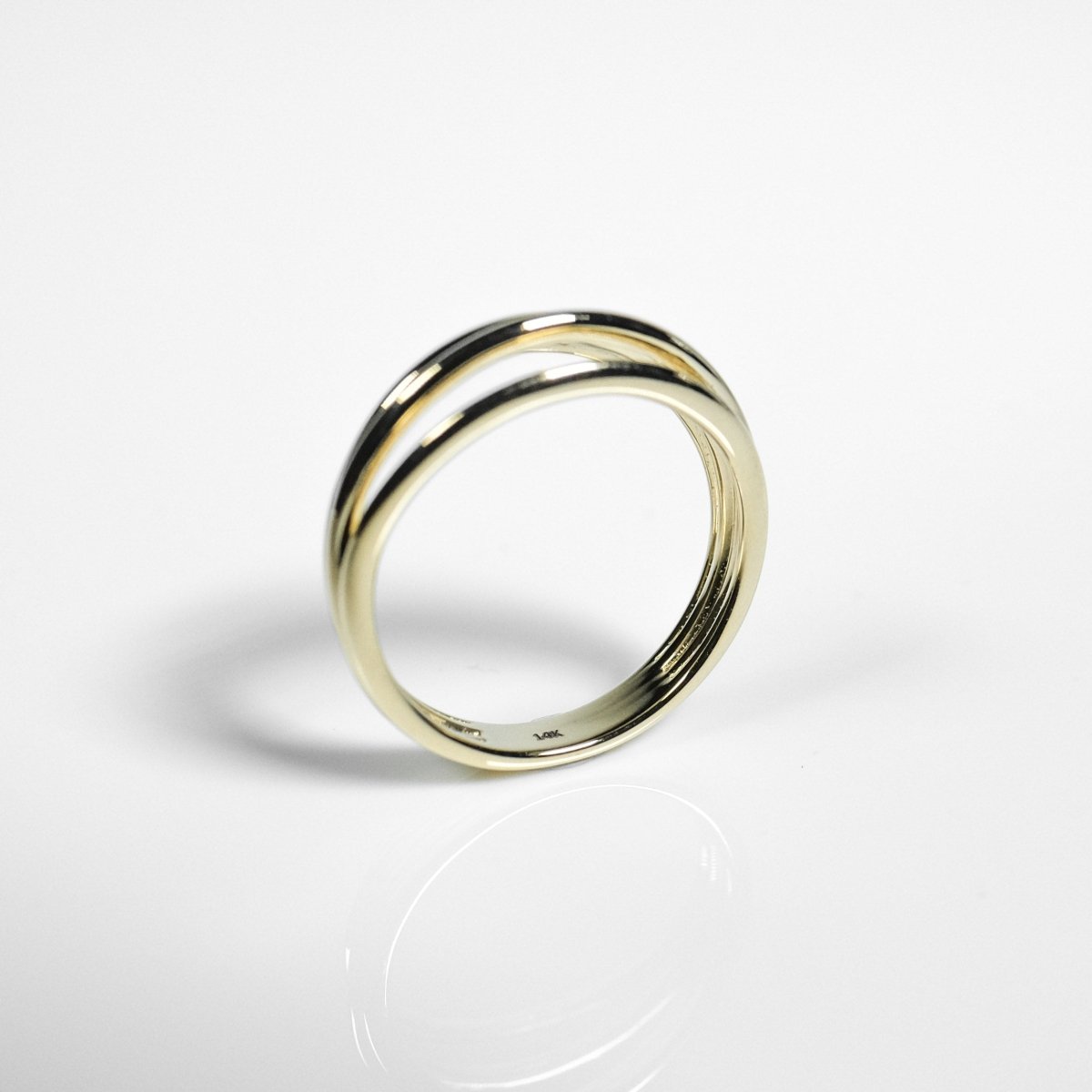 14k Solid Gold Fan Shape Ring - aucentic