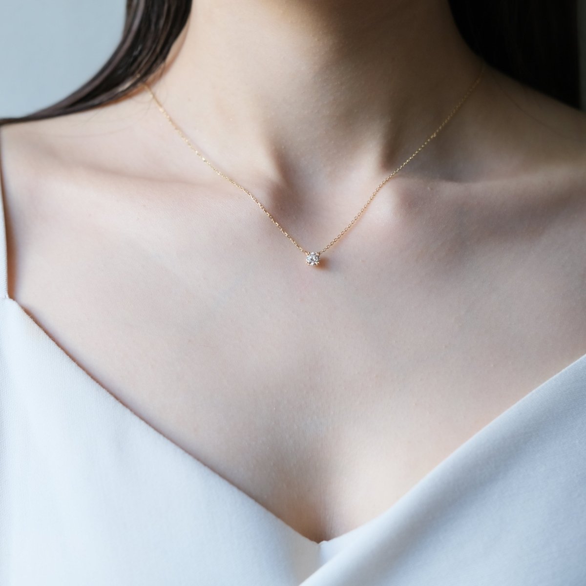 18K 0.3ct Lab Grown Diamond Necklace (YG) - aucentic