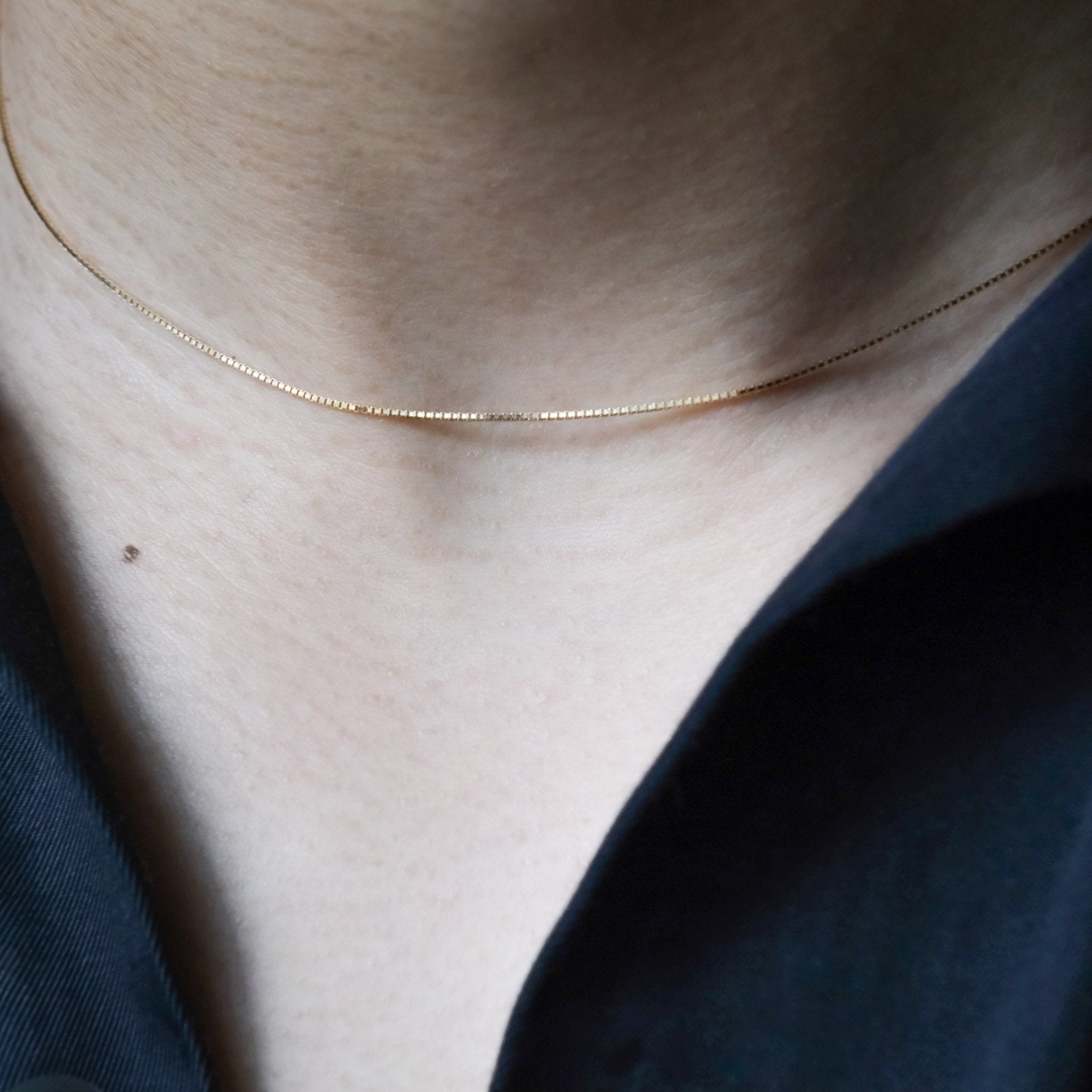 18K Box Chain Necklace - aucentic