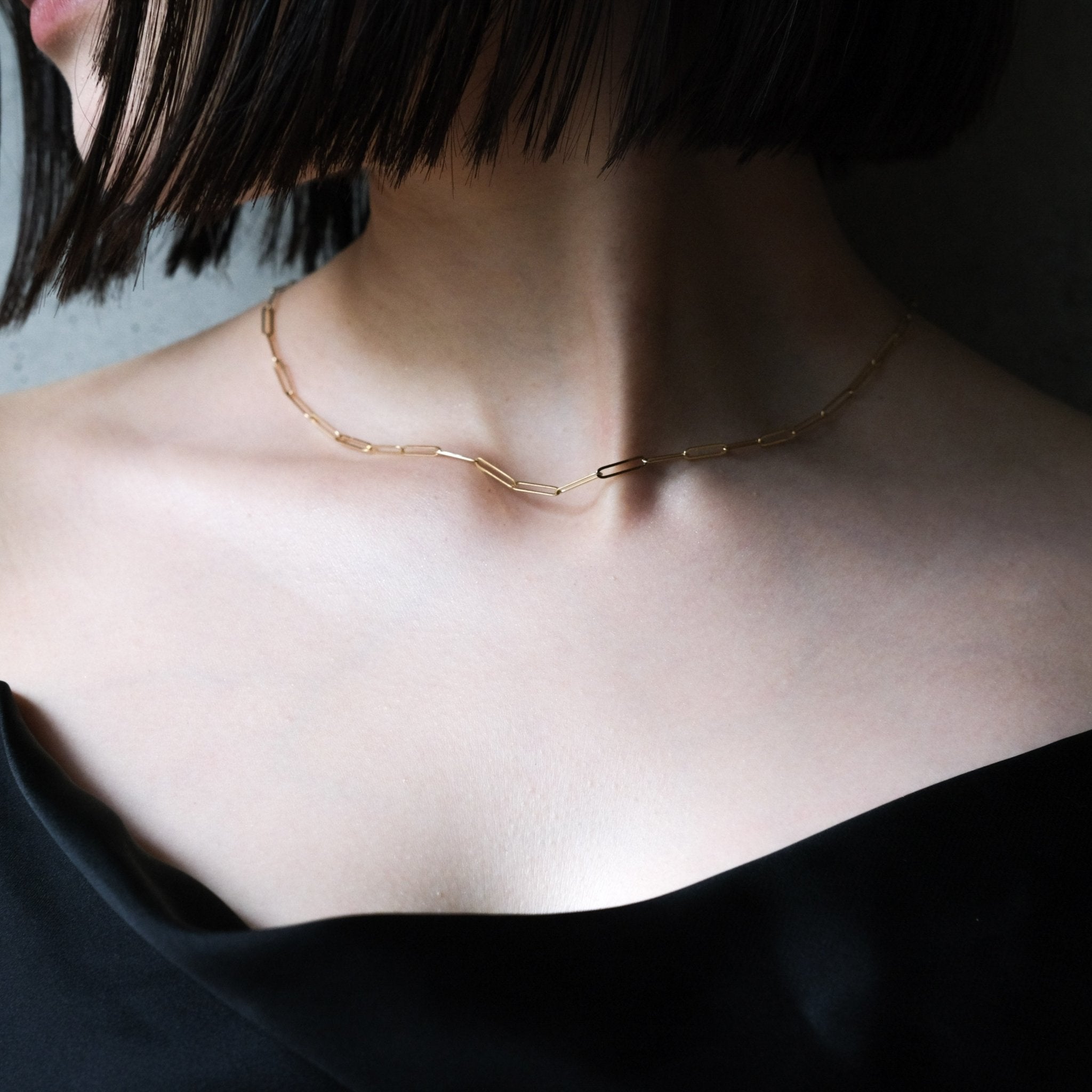 18K Paperclip Necklace - aucentic